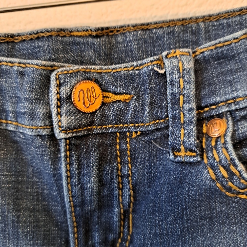 Wrangler Girls Dark Wash Bootcut Western Jeans with Contrast Stitching Size 7